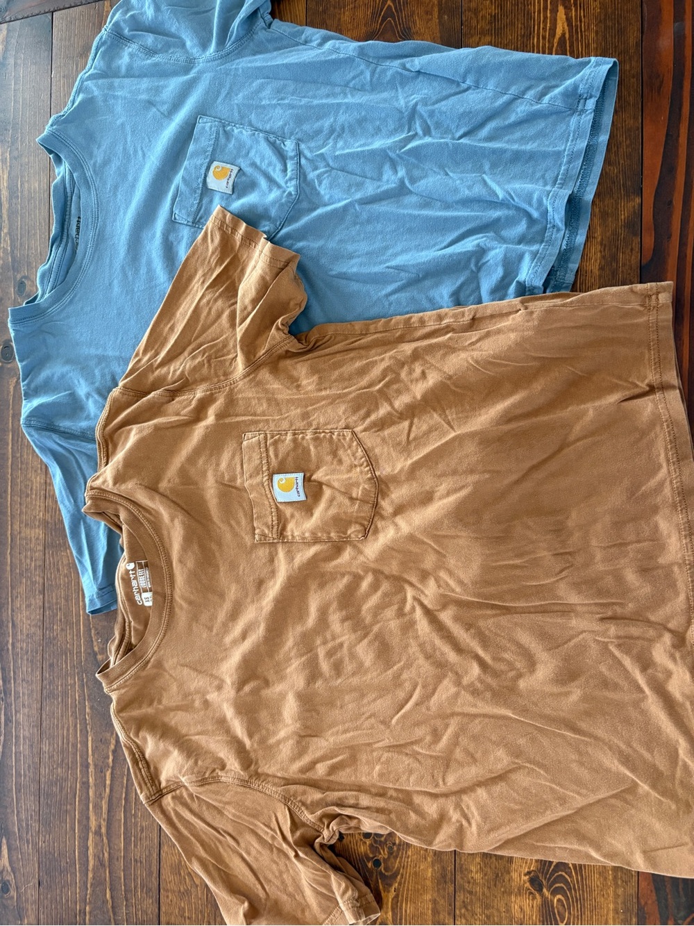 Carhartt Pocket Tee in Light Blue and Brown